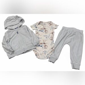 Carter's Cream and Blue Animal Print Bodysuit Set